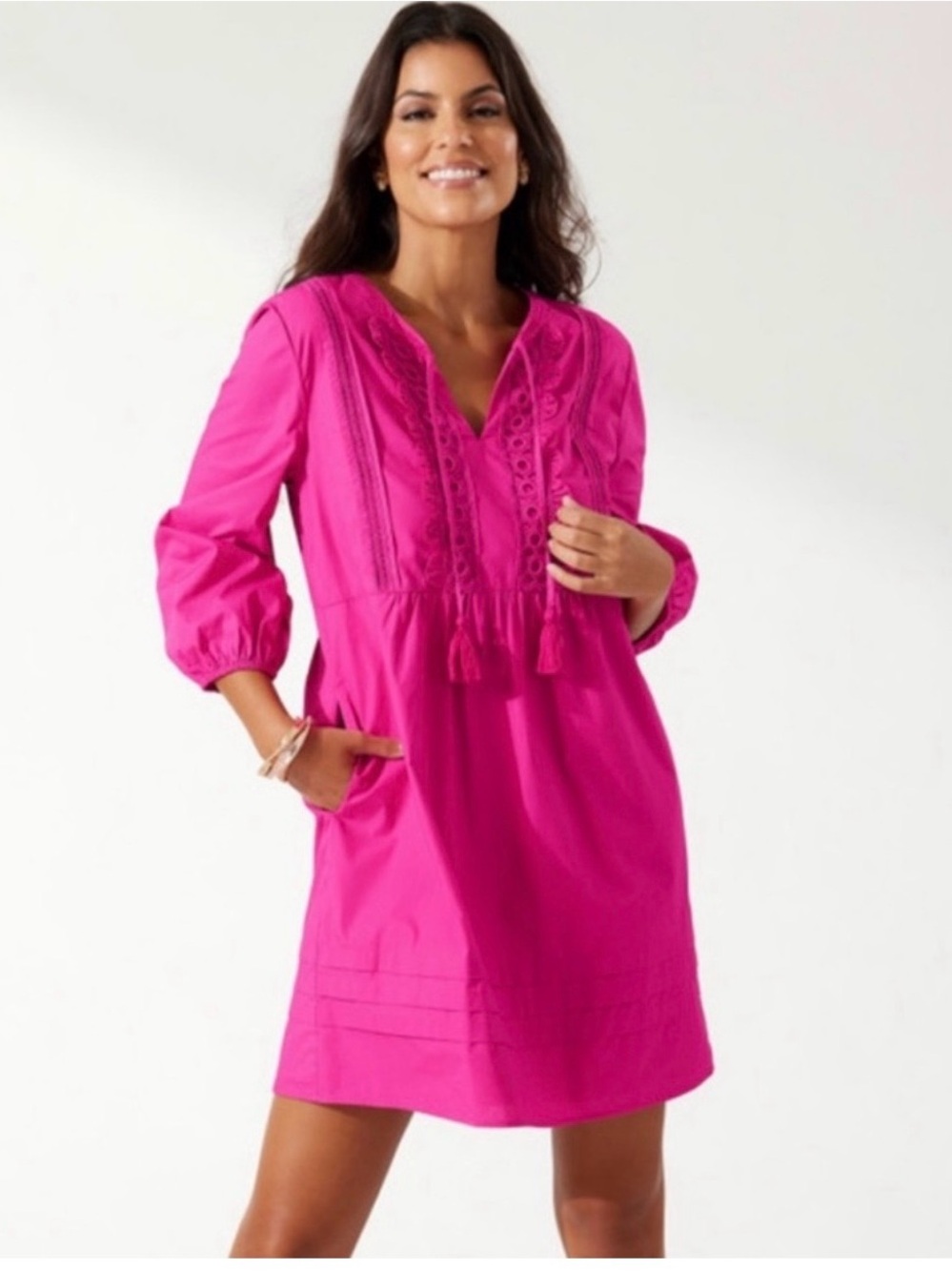 Tommy Bahama
Salina Key Poplin Split Neck Dress Tunic hot pink XS tall - Picture 1 of 8